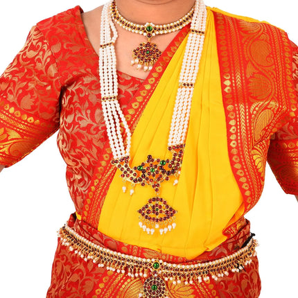 Bharatnatyam Readymade Yellow & Orange China Silk for Fancy Dress/Costume Competitions/School Events/Annual Functions Fancydresswale.com