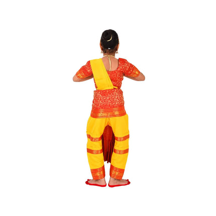 Bharatnatyam Readymade Yellow & Orange China Silk for Fancy Dress/Costume Competitions/School Events/Annual Functions Fancydresswale.com