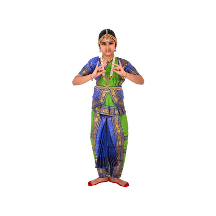 Bharatnatyam dress Blue and Green for Fancy Dress/Costume Competitions/School Events/Annual Functions Fancydresswale.com