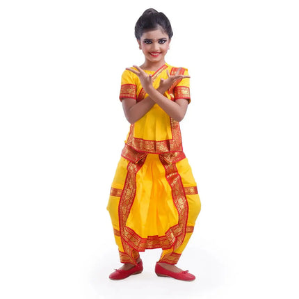 Bharatnatyam Costume for Girls with Light Bharatnatyam Jewellery Fancydresswale