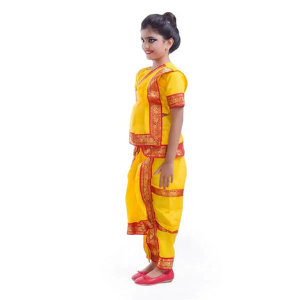 Bharatnatyam Costume for Girls with Light Bharatnatyam Jewellery Fancydresswale