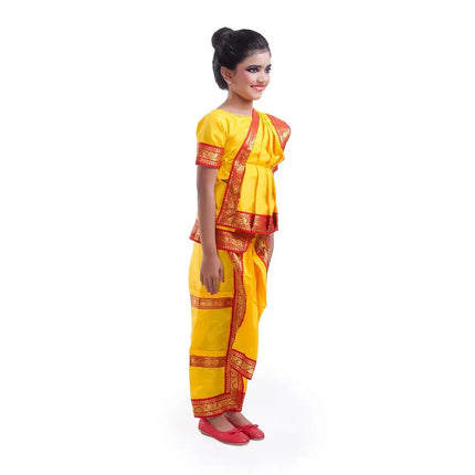 Bharatnatyam Costume for Girls with Light Bharatnatyam Jewellery Fancydresswale