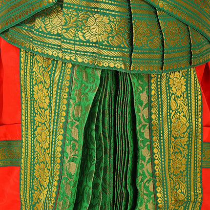 Bharatnatyam saree Red and Green for Fancy Dress/Costume Competitions/School Events/Annual Functions Fancydresswale.com