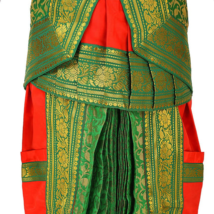 Bharatnatyam saree Red and Green for Fancy Dress/Costume Competitions/School Events/Annual Functions Fancydresswale.com