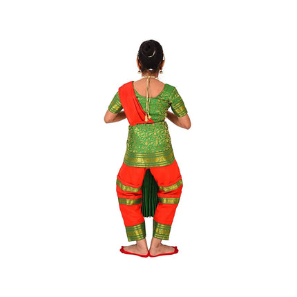 Bharatnatyam saree Red and Green for Fancy Dress/Costume Competitions/School Events/Annual Functions Fancydresswale.com