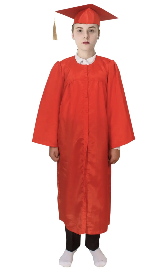 Convocation Dress with Cap for Boys and Girls Red Color- Graduation gown Fancydresswale