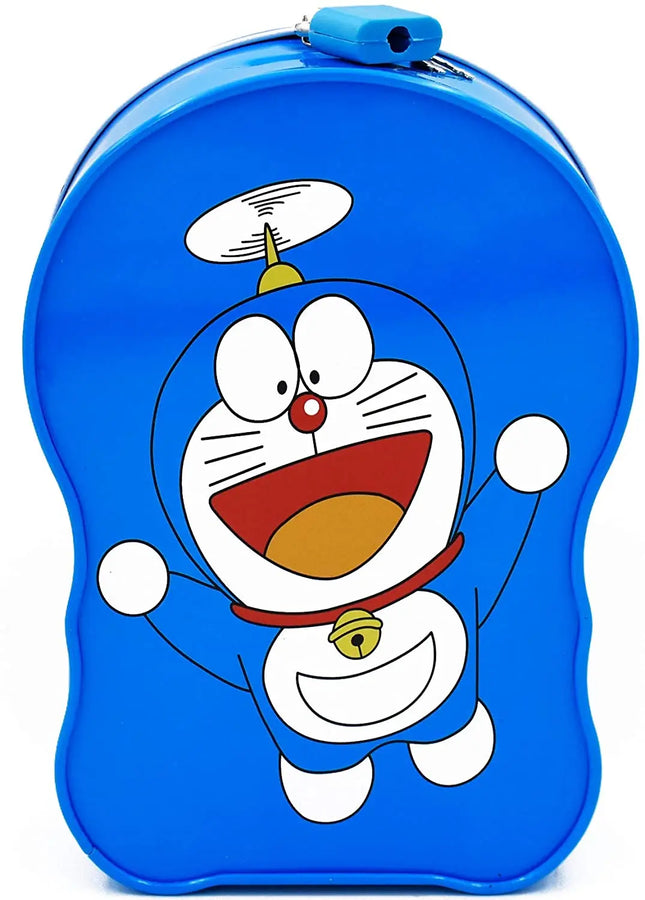 Doraemon Metal Body Piggy Bank Saving Money Box for Kids with Lock and Key Fancydresswale
