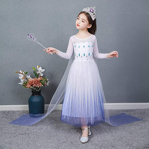 Frozen2 Elsa  costume  For Girls princess party dress up with Purple accessories