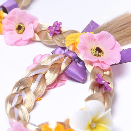 FancyDressWale Long Hair Rapunzel Princess Hairpiece Long 29" Cosplay Braided Wigs for Girls Princess Dress Up Accessories (Purple Yellow Crown) Fancydresswale.com