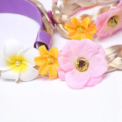 FancyDressWale Long Hair Rapunzel Princess Hairpiece Long 29" Cosplay Braided Wigs for Girls Princess Dress Up Accessories (Purple Yellow Crown) Fancydresswale.com