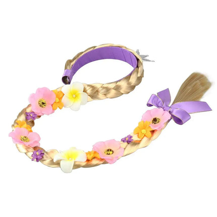 FancyDressWale Long Hair Rapunzel Princess Hairpiece Long 29" Cosplay Braided Wigs for Girls Princess Dress Up Accessories (Purple Yellow Crown) Fancydresswale.com