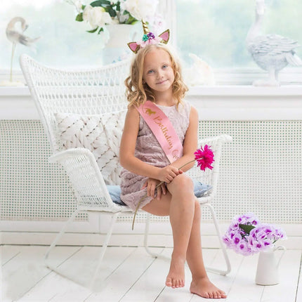 FancyDressWale Unicorn Birthday Set,Shiny Unicorn Headband,Necklace and Birthday Sash Set Perfect Unicorn Theme Birthday Party Supplies, Pink Fancydresswale.com