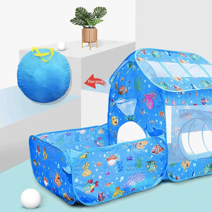 Fancydresswale 3 in1 Kids Play Tent with Play Tunnel, Ball Pit, Basketball Hoop for Boys & Girls fancydresswale.com