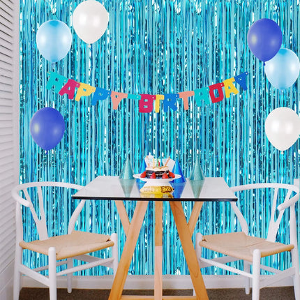Fancydresswale 3.0 ft x 6.0 ft Metallic Tinsel Foil Fringe Curtains for Party Photo Backdrop Wedding Birthday Decor, Blue fancydresswale.com