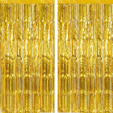 Fancydresswale 3.0 ft x 6.0 ft Metallic Tinsel Foil Fringe Curtains for Party Photo Backdrop Wedding Birthday Decor, Gold fancydresswale.com