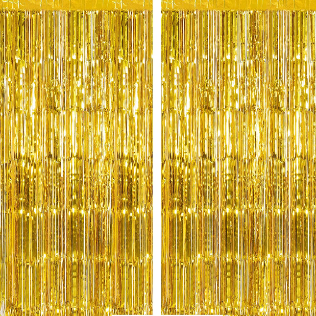 Fancydresswale 3.0 ft x 6.0 ft Metallic Tinsel Foil Fringe Curtains for Party Photo Backdrop Wedding Birthday Decor, Gold fancydresswale.com