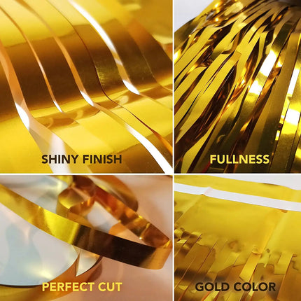 Fancydresswale 3.0 ft x 6.0 ft Metallic Tinsel Foil Fringe Curtains for Party Photo Backdrop Wedding Birthday Decor, Gold fancydresswale.com