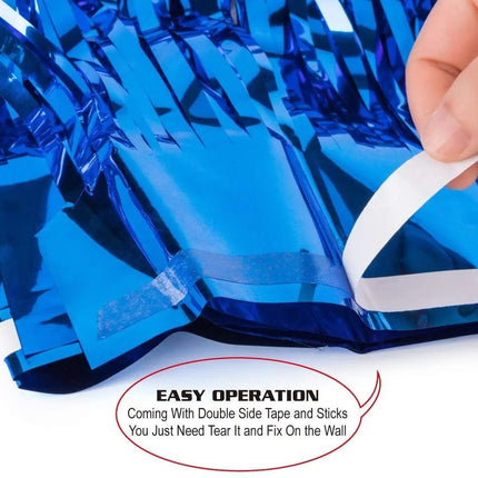 Fancydresswale 3.0 ft x 6.0 ft Metallic Tinsel Foil Fringe Curtains for Party Photo Backdrop Wedding Birthday Decor, Navy Blue fancydresswale.com