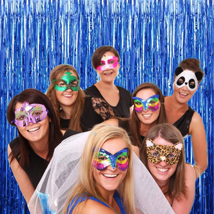 Fancydresswale 3.0 ft x 6.0 ft Metallic Tinsel Foil Fringe Curtains for Party Photo Backdrop Wedding Birthday Decor, Navy Blue fancydresswale.com