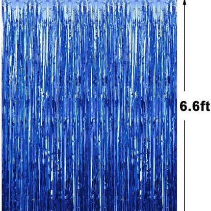 Fancydresswale 3.0 ft x 6.0 ft Metallic Tinsel Foil Fringe Curtains for Party Photo Backdrop Wedding Birthday Decor, Navy Blue fancydresswale.com