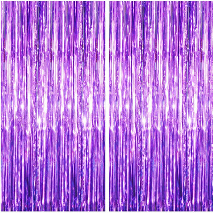 Fancydresswale 3.0 ft x 6.0 ft Metallic Tinsel Foil Fringe Curtains for Party Photo Backdrop Wedding Birthday Decor, Purple fancydresswale.com