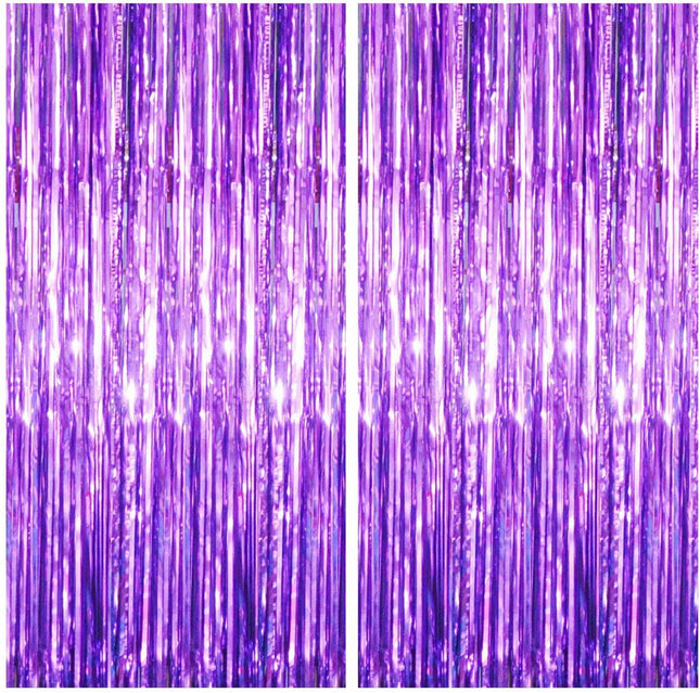 Fancydresswale 3.0 ft x 6.0 ft Metallic Tinsel Foil Fringe Curtains for Party Photo Backdrop Wedding Birthday Decor, Purple fancydresswale.com