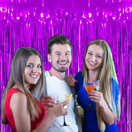 Fancydresswale 3.0 ft x 6.0 ft Metallic Tinsel Foil Fringe Curtains for Party Photo Backdrop Wedding Birthday Decor, Purple fancydresswale.com