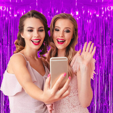 Fancydresswale 3.0 ft x 6.0 ft Metallic Tinsel Foil Fringe Curtains for Party Photo Backdrop Wedding Birthday Decor, Purple fancydresswale.com