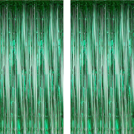 Fancydresswale 3.0 ft x 6.0 ft Metallic Tinsel Foil Fringe Curtains for Party Photo Backdrop Wedding Birthday, Green fancydresswale.com