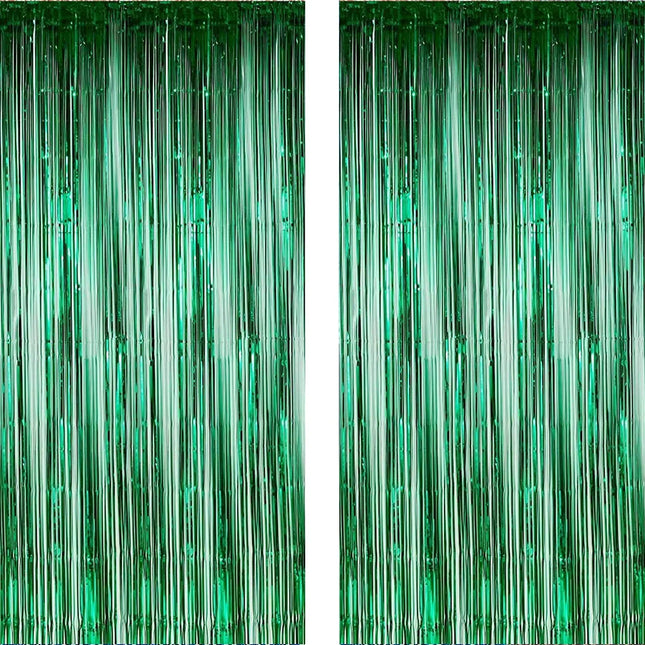 Fancydresswale 3.0 ft x 6.0 ft Metallic Tinsel Foil Fringe Curtains for Party Photo Backdrop Wedding Birthday, Green fancydresswale.com