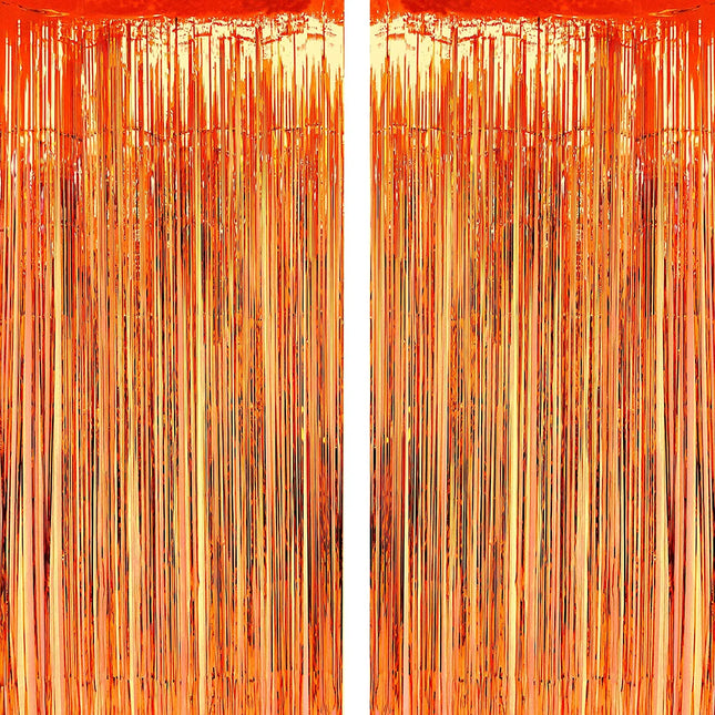 Fancydresswale 3.0 ft x 6.0 ft Metallic Tinsel Foil Fringe Curtains for Party Photo Backdrop Wedding Birthday, Orange Colour fancydresswale.com