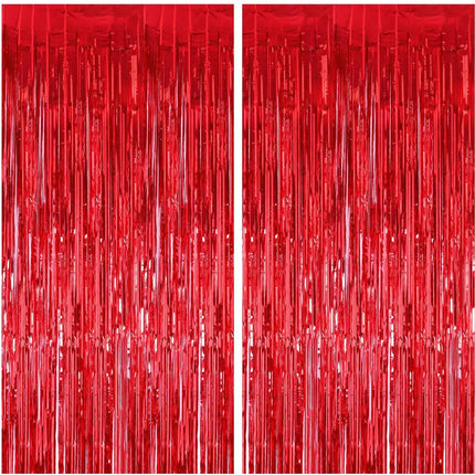 Fancydresswale 3.0 ft x 6.0 ft Metallic Tinsel Foil Fringe Curtains for Party Photo Backdrop Wedding Birthday, Red fancydresswale.com
