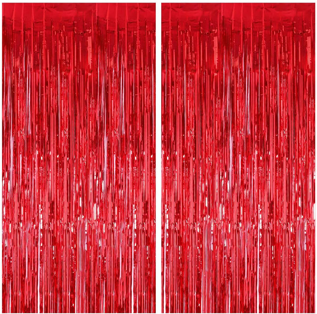 Fancydresswale 3.0 ft x 6.0 ft Metallic Tinsel Foil Fringe Curtains for Party Photo Backdrop Wedding Birthday, Red fancydresswale.com