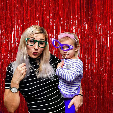 Fancydresswale 3.0 ft x 6.0 ft Metallic Tinsel Foil Fringe Curtains for Party Photo Backdrop Wedding Birthday, Red fancydresswale.com
