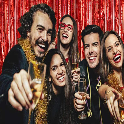 Fancydresswale 3.0 ft x 6.0 ft Metallic Tinsel Foil Fringe Curtains for Party Photo Backdrop Wedding Birthday, Red fancydresswale.com