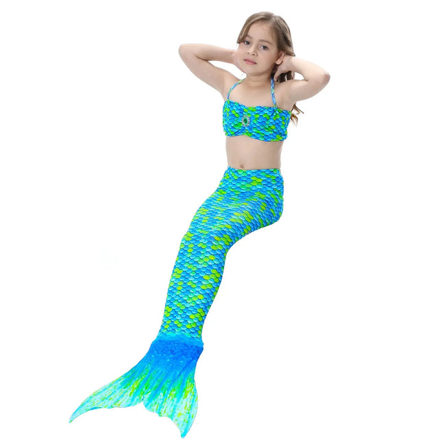 Fancydresswale Mermaid swimming costume bikini for Girls- Green Blue Fancydresswale.com