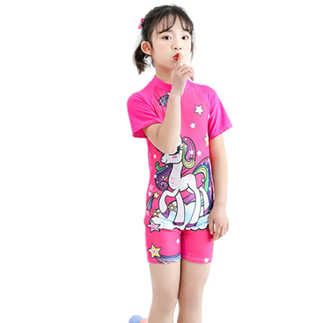 Fancydresswale Rainbow Horse Unicorn Swimsuit for Girls half sleeves fancydresswale.com