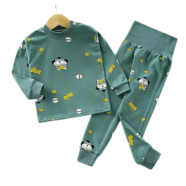 Fancydresswale Toddler Monkey and Banana Printed Baby Boys Clothing Set Long Sleeve Tops Pants Little Kids All season Outfits, Green fancydresswale.com