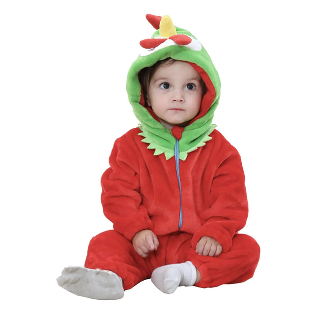 Fancydresswale Unisex Baby Flannel Jumpsuit Chic Style Cosplay Clothes Bunting Outfits Snowsuit Hooded Romper Outwear (Red Chic) Fancydresswale.com