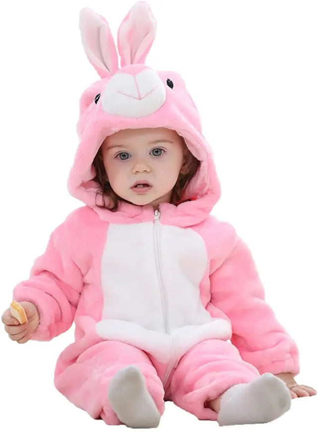 Fancydresswale Unisex Baby Flannel Jumpsuit Pink Rabbit Style Cosplay Clothes Bunting Outfits Snowsuit Hooded Romper Outwear (Pink Rabbit) Fancydresswale.com
