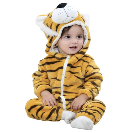 Fancydresswale Unisex Baby Flannel Jumpsuit Tiger Style Cosplay Clothes Bunting Outfits Snowsuit Hooded Romper Outwear (Tiger) Fancydresswale.com
