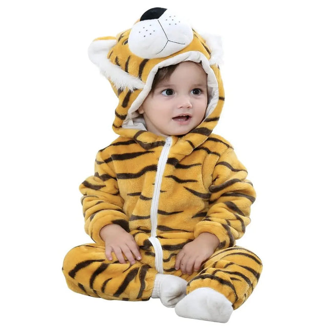 Fancydresswale Unisex Baby Flannel Jumpsuit Tiger Style Cosplay Clothes Bunting Outfits Snowsuit Hooded Romper Outwear (Tiger) Fancydresswale.com