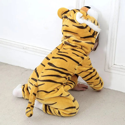 Fancydresswale Unisex Baby Flannel Jumpsuit Tiger Style Cosplay Clothes Bunting Outfits Snowsuit Hooded Romper Outwear (Tiger) Fancydresswale.com