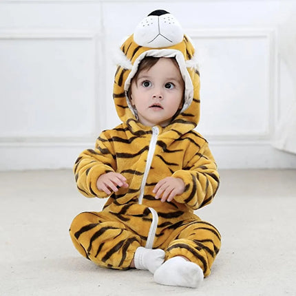Fancydresswale Unisex Baby Flannel Jumpsuit Tiger Style Cosplay Clothes Bunting Outfits Snowsuit Hooded Romper Outwear (Tiger) Fancydresswale.com