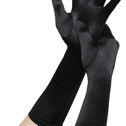 Fancydresswale hand Gloves for women for parties, long colourful satin hand cover 38 cm; Black fancydresswale.com