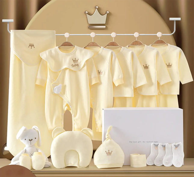 Gift Basket for newborn baby boy and Baby Girls- Yellow set of 20 dresses & baby accessories fancydresswale.com