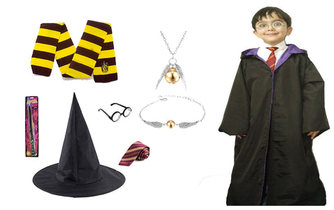 Harry Potter Dress Muffler, Stick,Necklace, Bracelet, Hat, Eye Glass and Tie- Harry potter magician Mega Combo