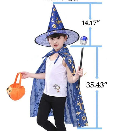 Halloween Cloak Cape Unisex Children Role Play Dress up Costume (Cape & Hat only)-Red Fancydresswale