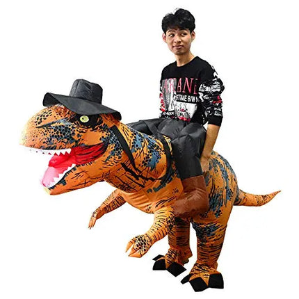 Holiday Party Dinosaur Inflatable Half-Length Walking Tyrannosaurus Costume Brown Fancydresswale.com