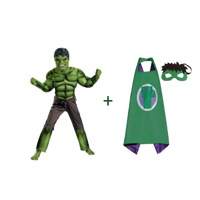 Hulk Costume + Plastic Mask + Cape Fancydresswale